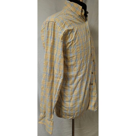 Wrangler George Strait Cowboy Cut Mens Large Yellow Blue Red Plaid Western Shirt - Picture 7 of 12